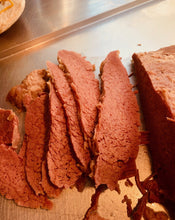 Load image into Gallery viewer, This is our cooked salt beef brisket sliced and ready to eat. Order Salt beef today from our online shop for a next day delivery
